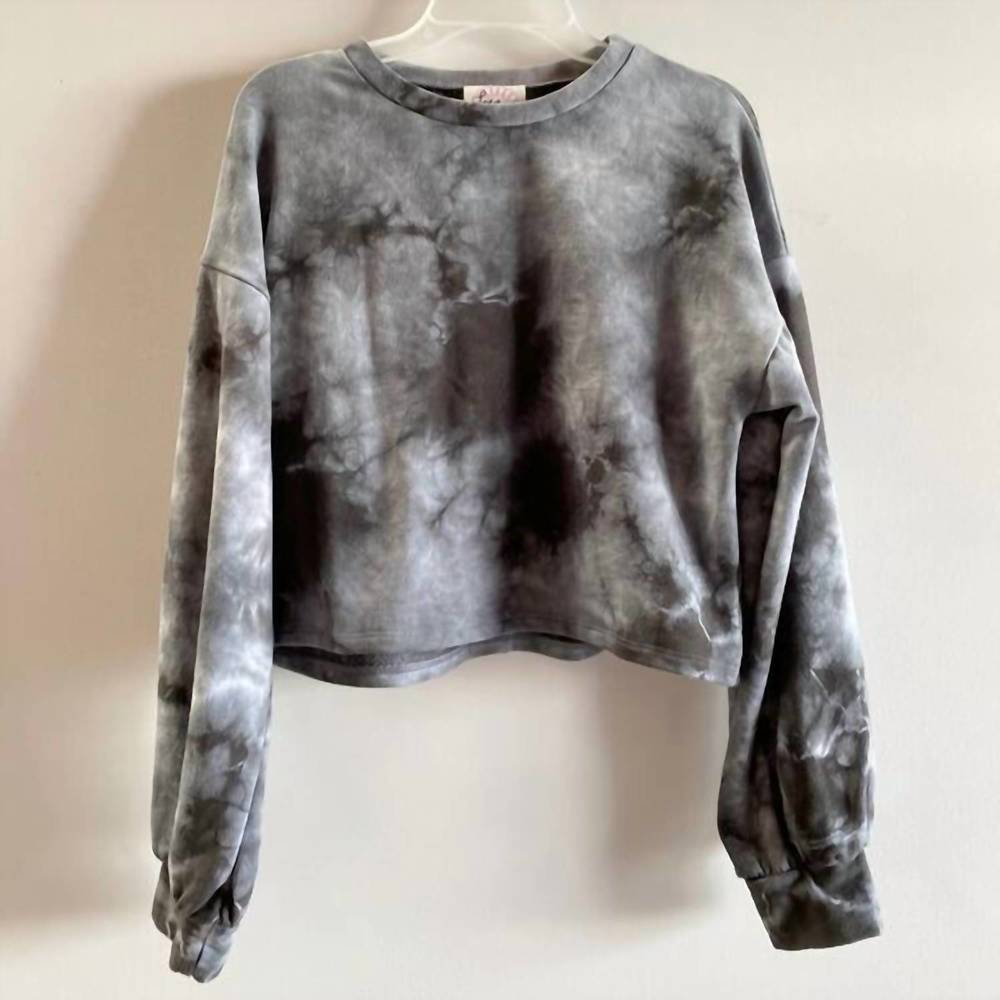 NEW LOVE DAISY girl's tie dye crop top in grey,black
